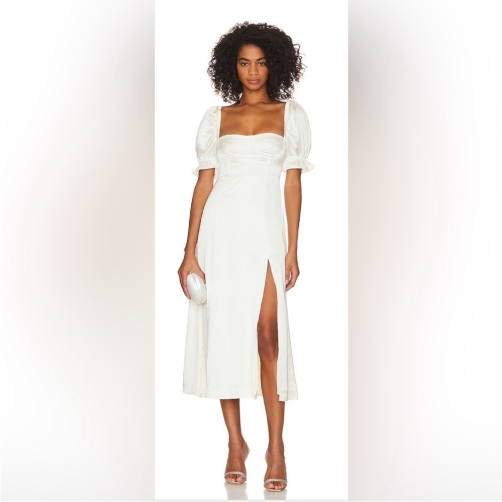 WeWoreWhat Puff Sleeve Midi Dress in Whisper White